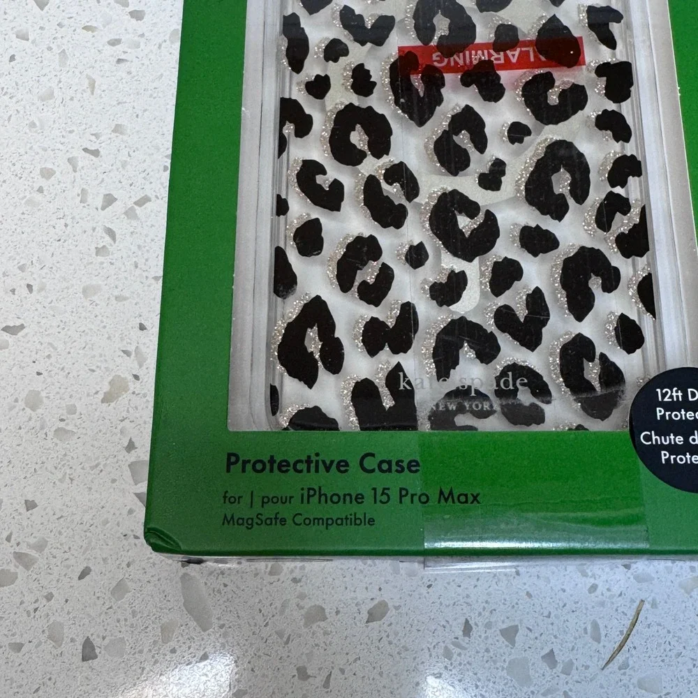 Kate Spade for iPhone 15 Pro Max Case Leopard Print Glitter MagSafe Case